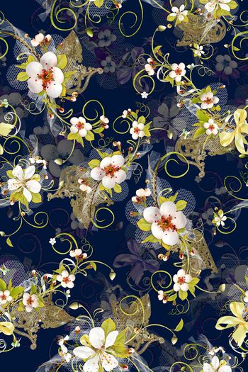 331854-花卉花朵花纹蕾丝金属深底组合