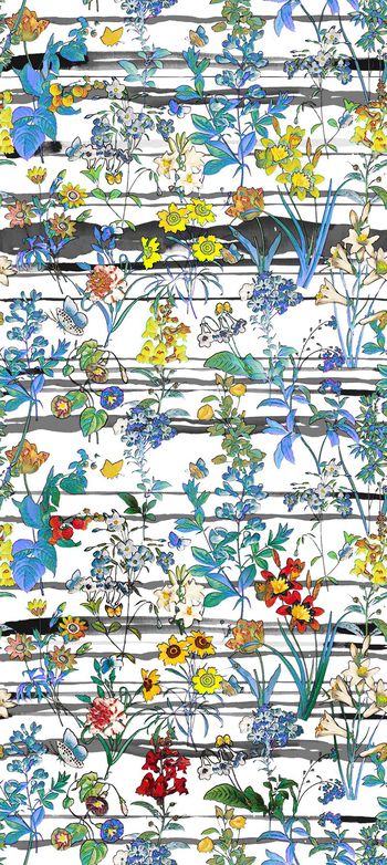 332276-印象派花卉与清新水彩几何条纹花卉抽