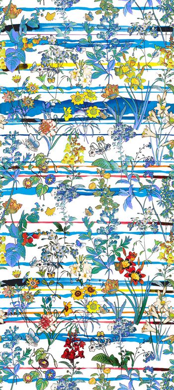 332280-印象派花卉与清新水彩几何条纹花卉抽