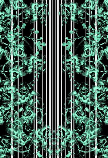 333777-中国风定位水墨花卉条纹组合印花