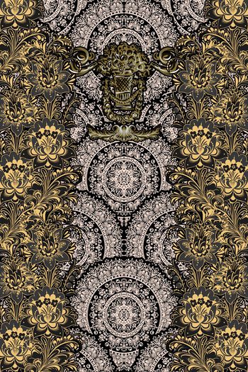 333797-中国风纹样定位对称花卉组合印花