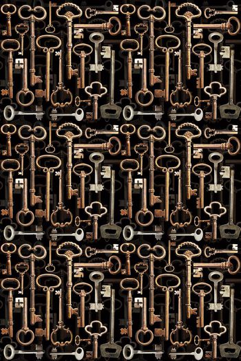 333926-欧式复古古老钥匙组合复叠印花