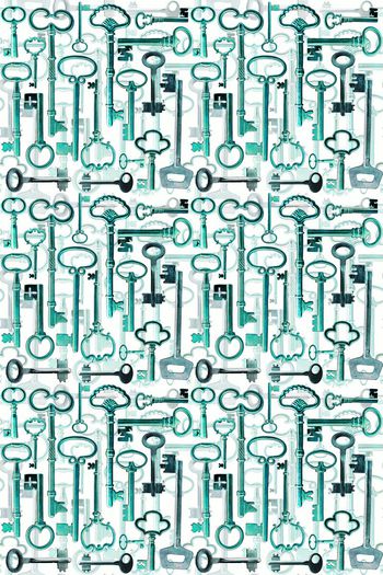 333927-欧式复古古老钥匙组合复叠印花