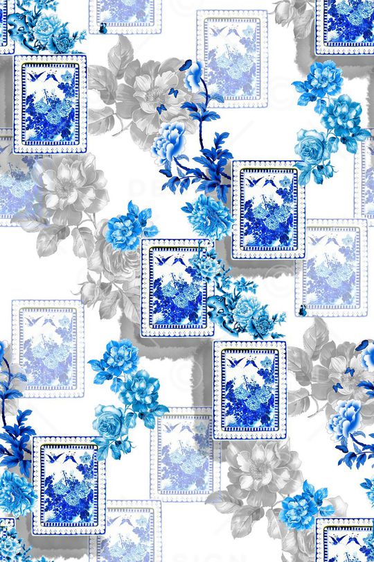 工笔花卉印花华亿平台图片