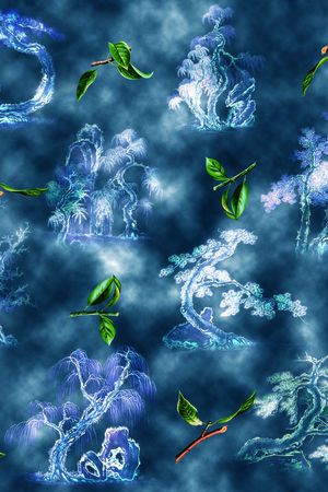 国画风格印花华亿平台图片