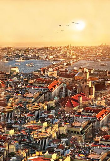 335616-城市日出照片景观怀旧色彩定位印花