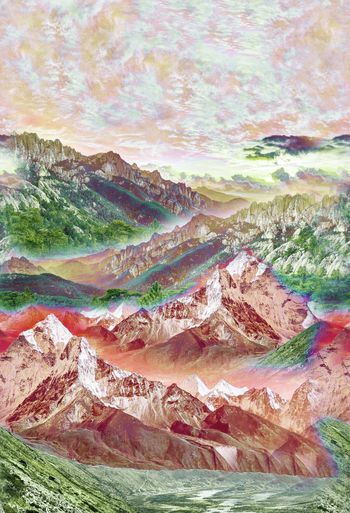 335622-色彩丰富雪山景观照片风格定位印花