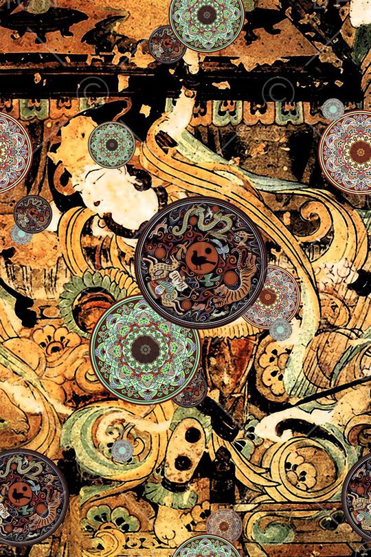 佩斯里卷草传统花纹纹样印花华亿平台图片