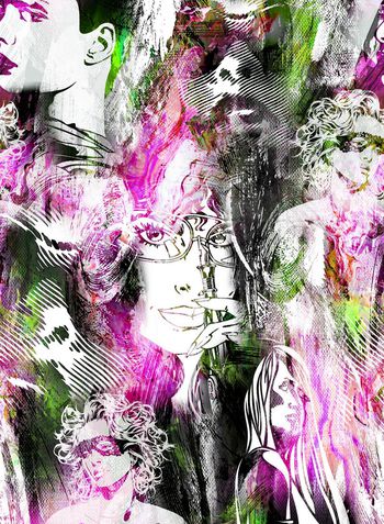 336092-抽象水墨水彩人物欧美人物模特组合