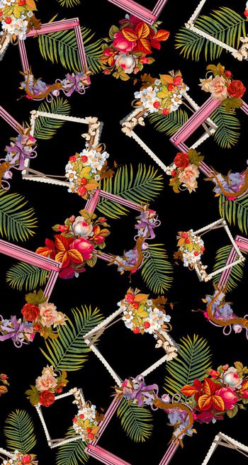 336095-欧式画框花纹花卉花朵组合