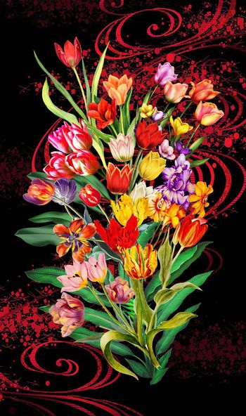 336370-多彩郁金香花束胸花连衣裙定位华亿平台