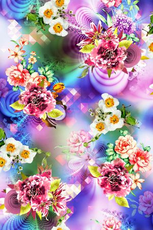 花卉印花华亿平台图片