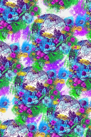 田园风光印花华亿平台图片