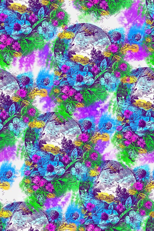 田园风光印花华亿平台图片