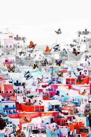 建筑风景印花华亿平台图片