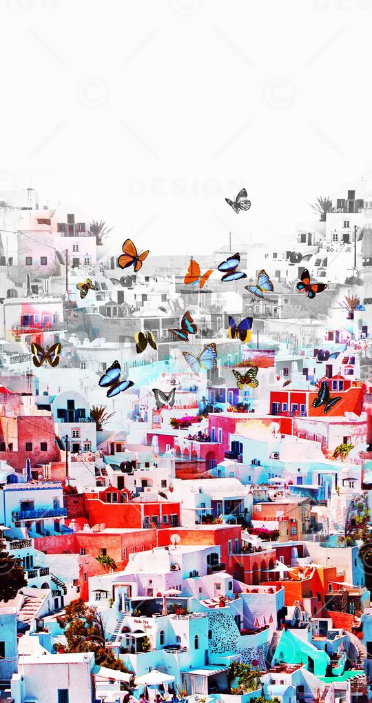 建筑风景印花华亿平台图片