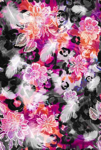 337721-写意豹纹花卉羽毛2