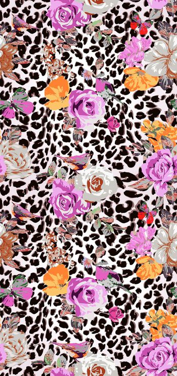 338021-艺术绘画矢量花鸟豹纹0625q2