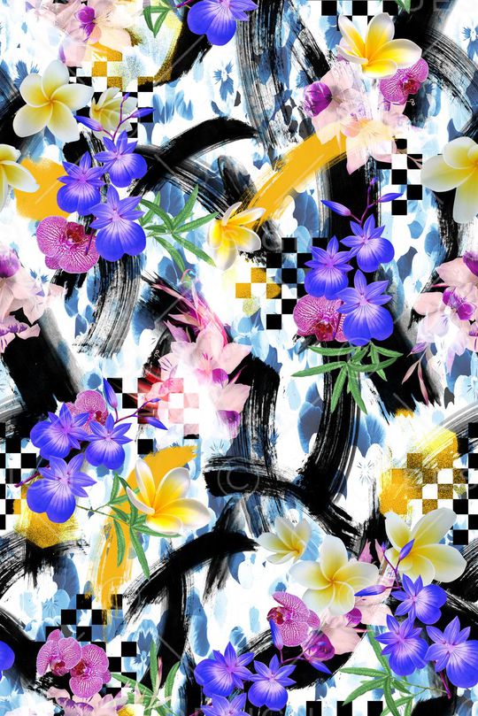 花卉组合印花华亿平台图片