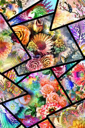 拼接花卉印花华亿平台图片