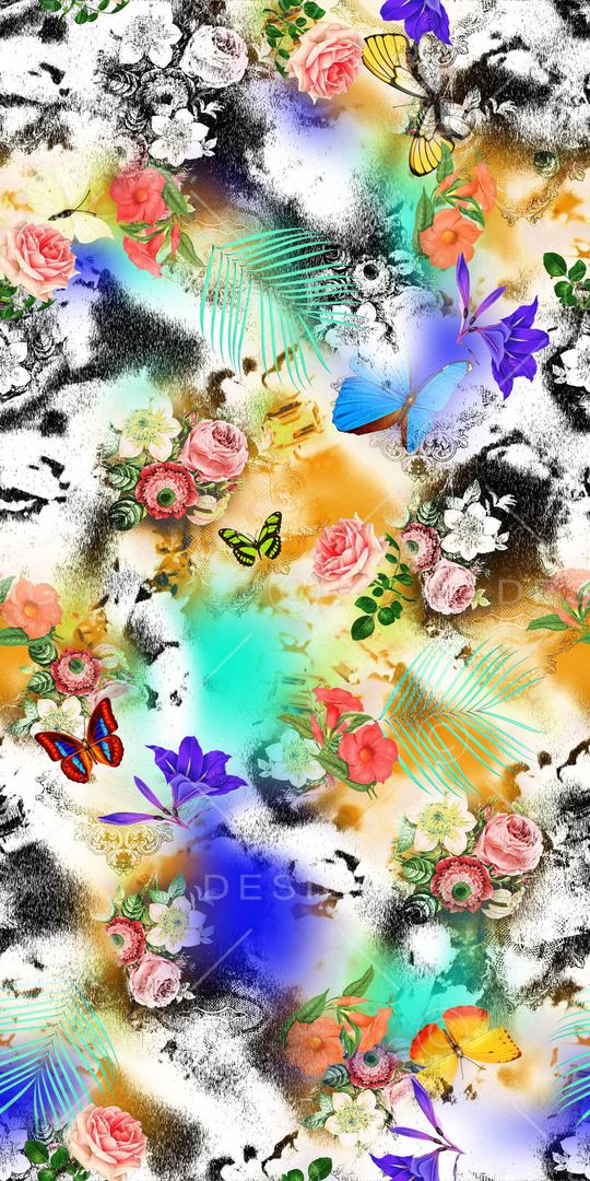 花卉组合印花华亿平台图片