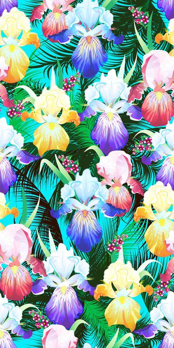 338535-热带花椰子树棕榈叶靓丽时尚1