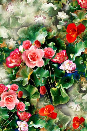 花卉印花华亿平台图片