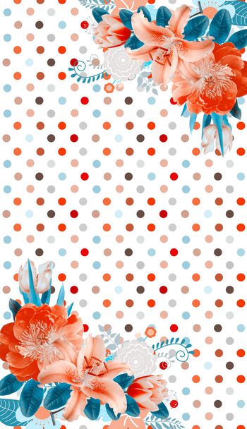 339148-简约小清新彩色圆点写真花卉-L1