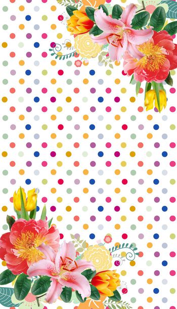 339150-简约小清新彩色圆点写真花卉