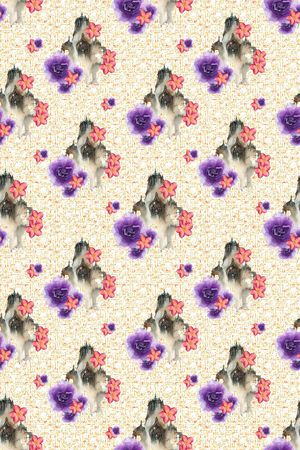 大花  花卉 小碎花印花华亿平台图片