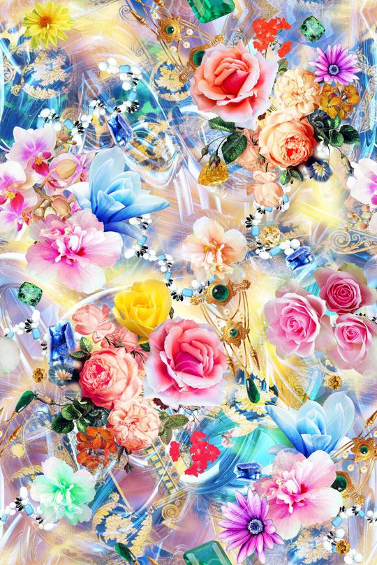 花卉组合印花华亿平台图片