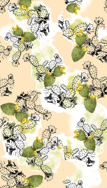 340271-A021流行清新手绘仙人掌 裸粉