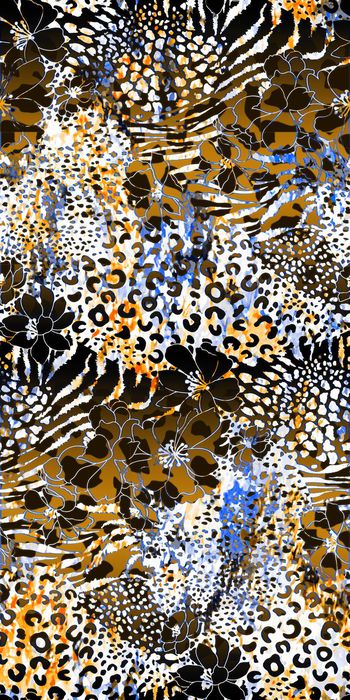 340469-英伦暗夜多彩豹纹豹子花卉-la-t