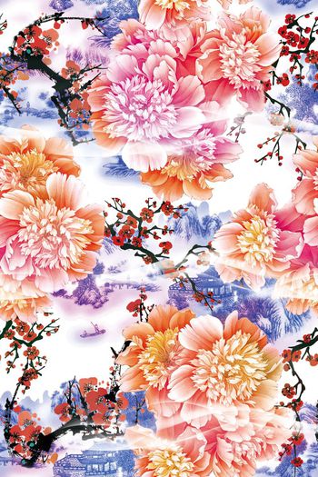 340531-梦幻牡丹梅花青花山水中国风