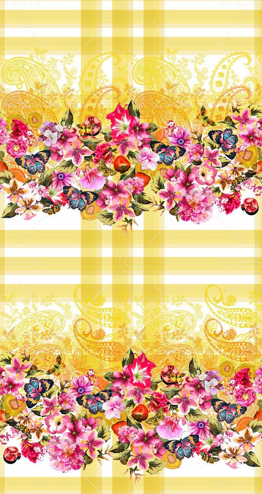 格子花卉印花华亿平台图片