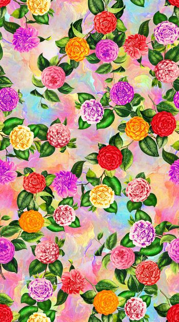 340891-田园风满铺手绘鲜花梦幻云纹