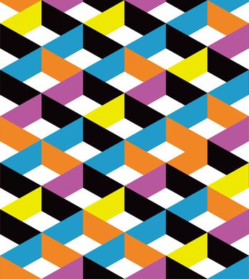 340958-流行时尚立体几何撞色菱形格子