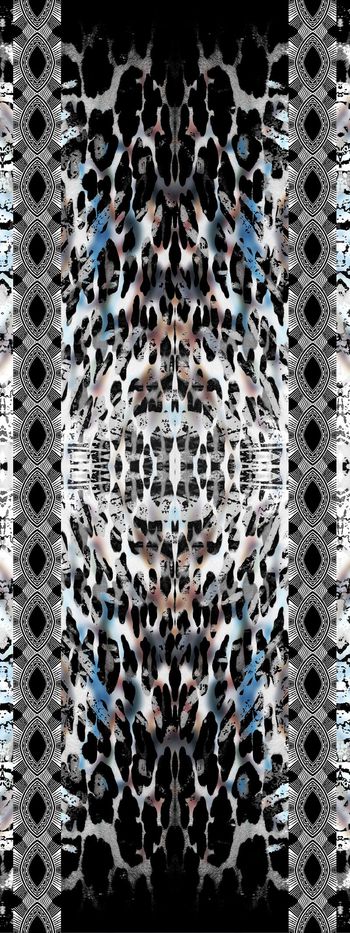 341020-复古几何神秘性感豹纹长巾女装连衣裙