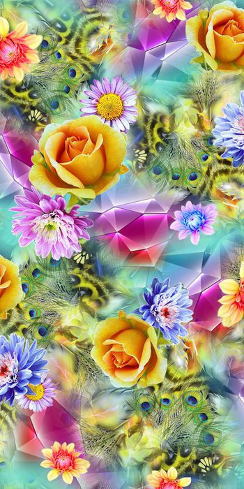 343131-炫彩羽毛花朵