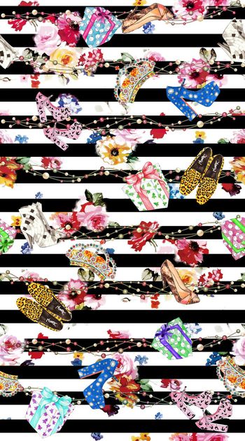 343236-英伦风格时尚搭配珠链礼盒女鞋花卉