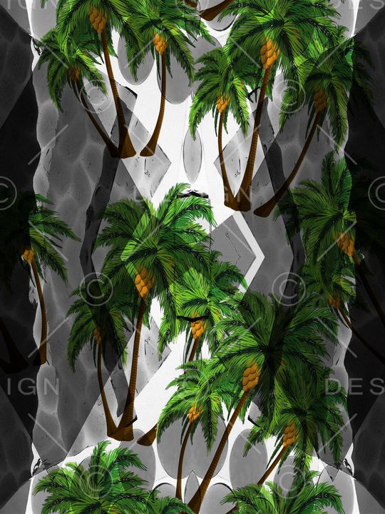 棕榈叶印花华亿平台图片