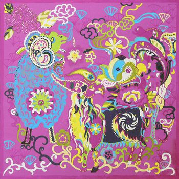 346515-中国元素三羊开泰方巾家纺