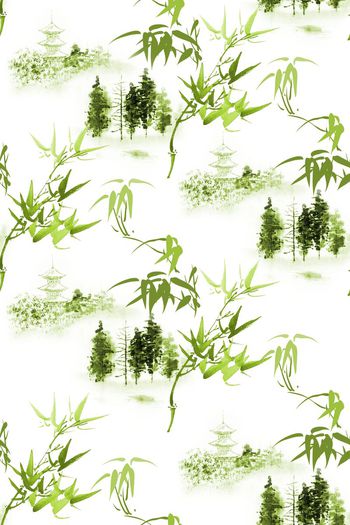 347389-中国风水墨风景竹叶