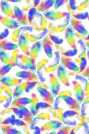 347683-动物纹手绘轻盈水彩羽毛