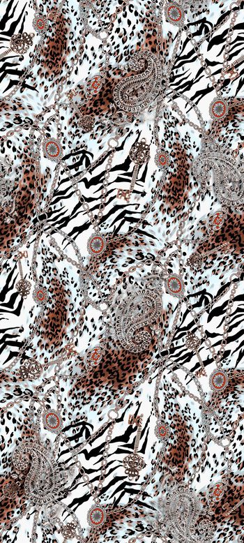 350355-豹纹斑马纹链条与金腰果金钥匙装饰图