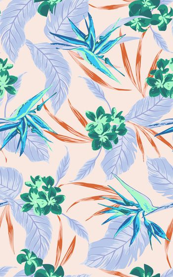 350556-YaTu-热带风情花卉椰子树(附买