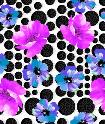 350621-醒目时尚几何豹纹圆点撞色花卉图案2