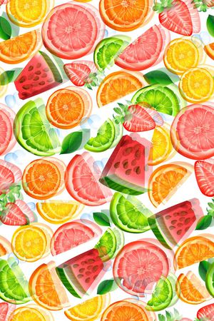 水果蔬菜田园风印花华亿平台图片