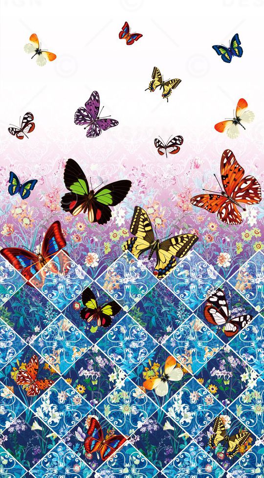 蝴蝶花卉印花华亿平台图片