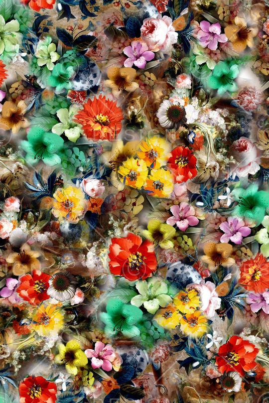 手绘花卉印花华亿平台图片